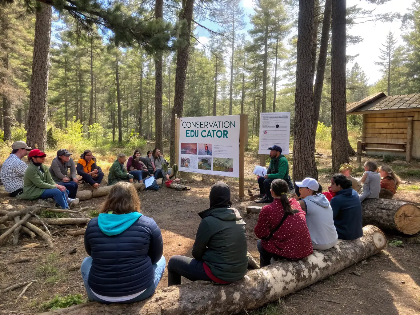 Community members participating in an educational workshop on wildlife conservation, learning about local species, their habitats, and the importance of conservation efforts.